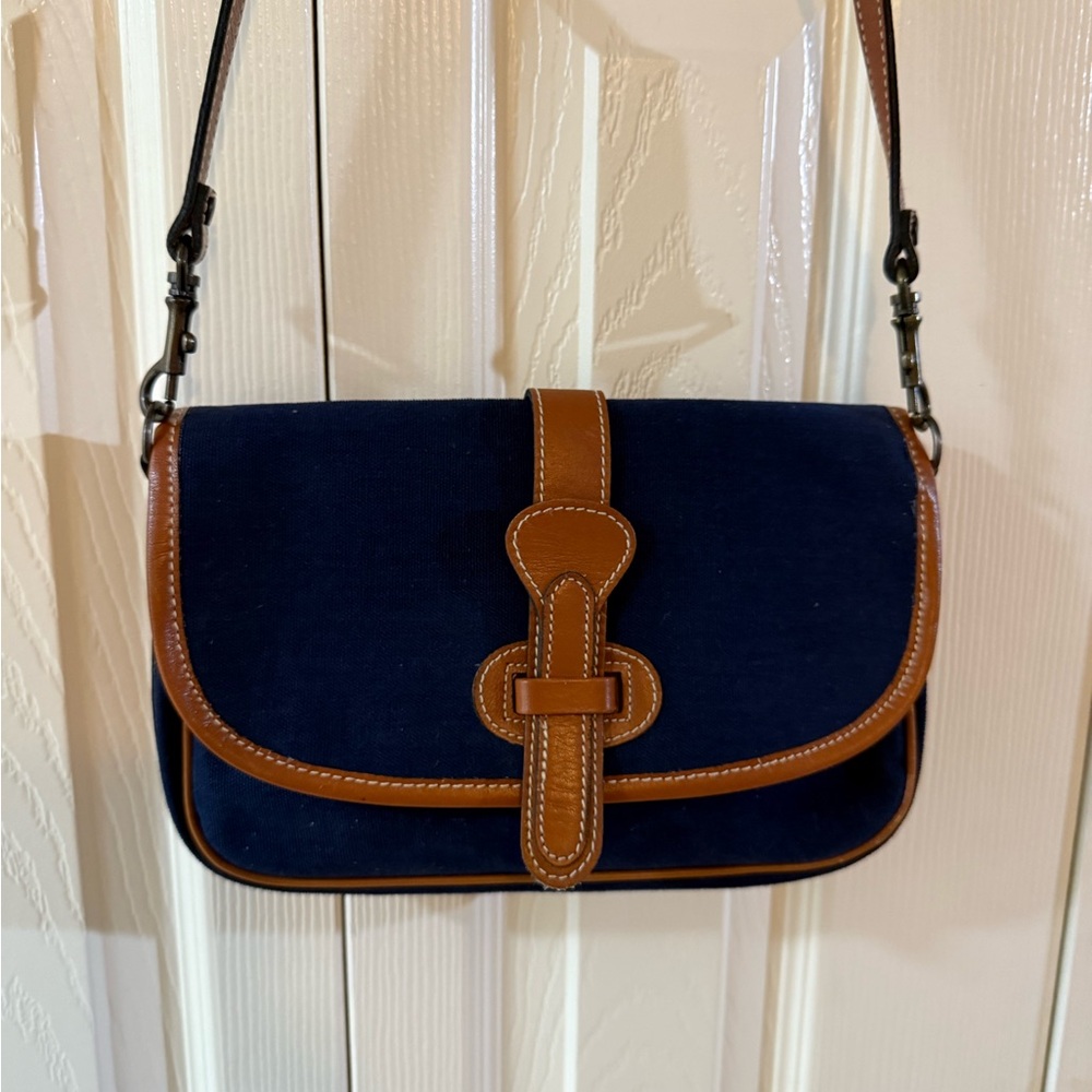 Pappagallo Blue Navy Canvas Crossbody Shoulder Bag